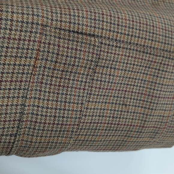 T. Harris Houndstooth Lambswool Sports Coat Blazer Brown L Business casual - Picture 9 of 10